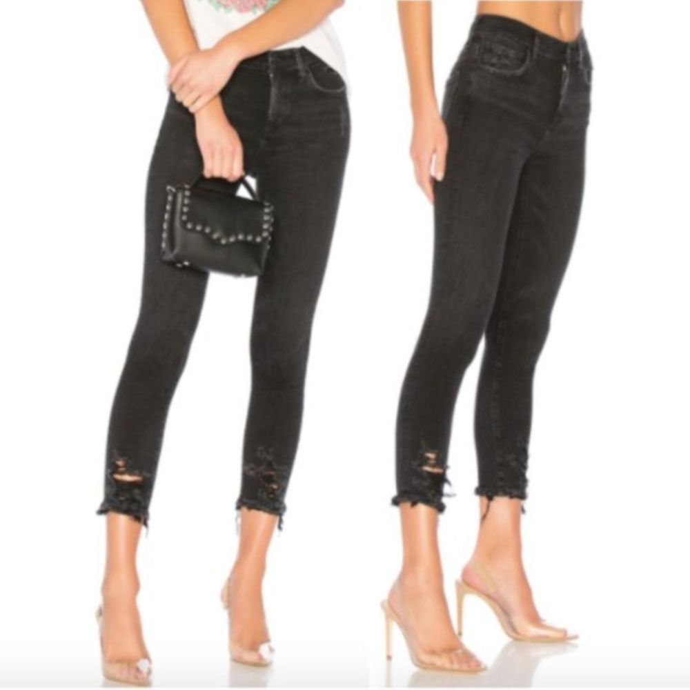 AGOLDE Sophie Skinny High Rise Cropped Jeans in Black, Size 26